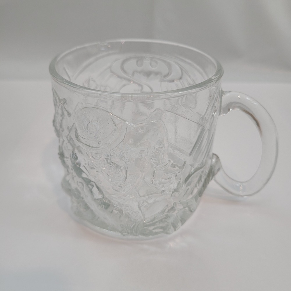 McDonald's Glass Mug Unisex 1995 Batman Forever The Riddler Embossed Chipped